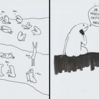 Eine Doppelseite mit Illustrationen.