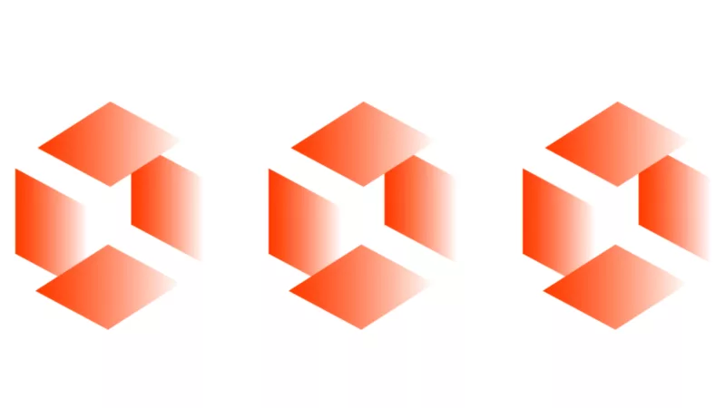 Drei orangefarbene Rauten, die das Logo des Artist Labs von Gob Squad sind