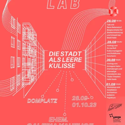 The picture shows the design of the poster of "Die Stadt als leere Kulisse".
