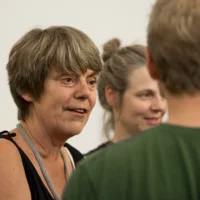 Guests in conversation after the show - here the juror Amelie Deuflhard.