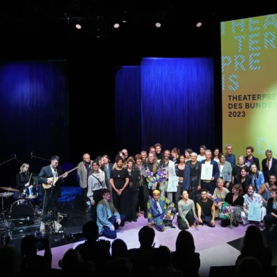 Group photo with all award winners, present jury members and program participants on stage
