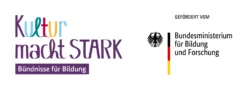 Kultur macht stark logo in combination with the logo of the Federal Ministry of Education and Research